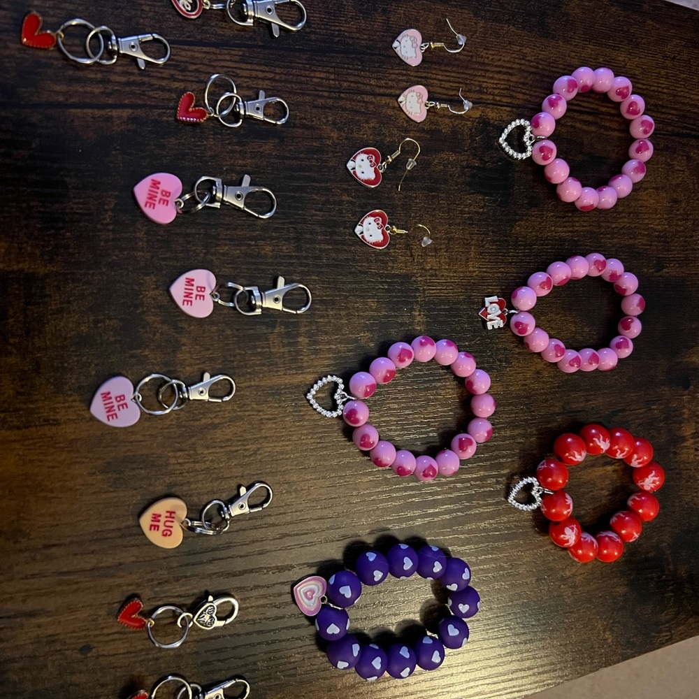 Colorful Beaded Bracelets and Keychains Set